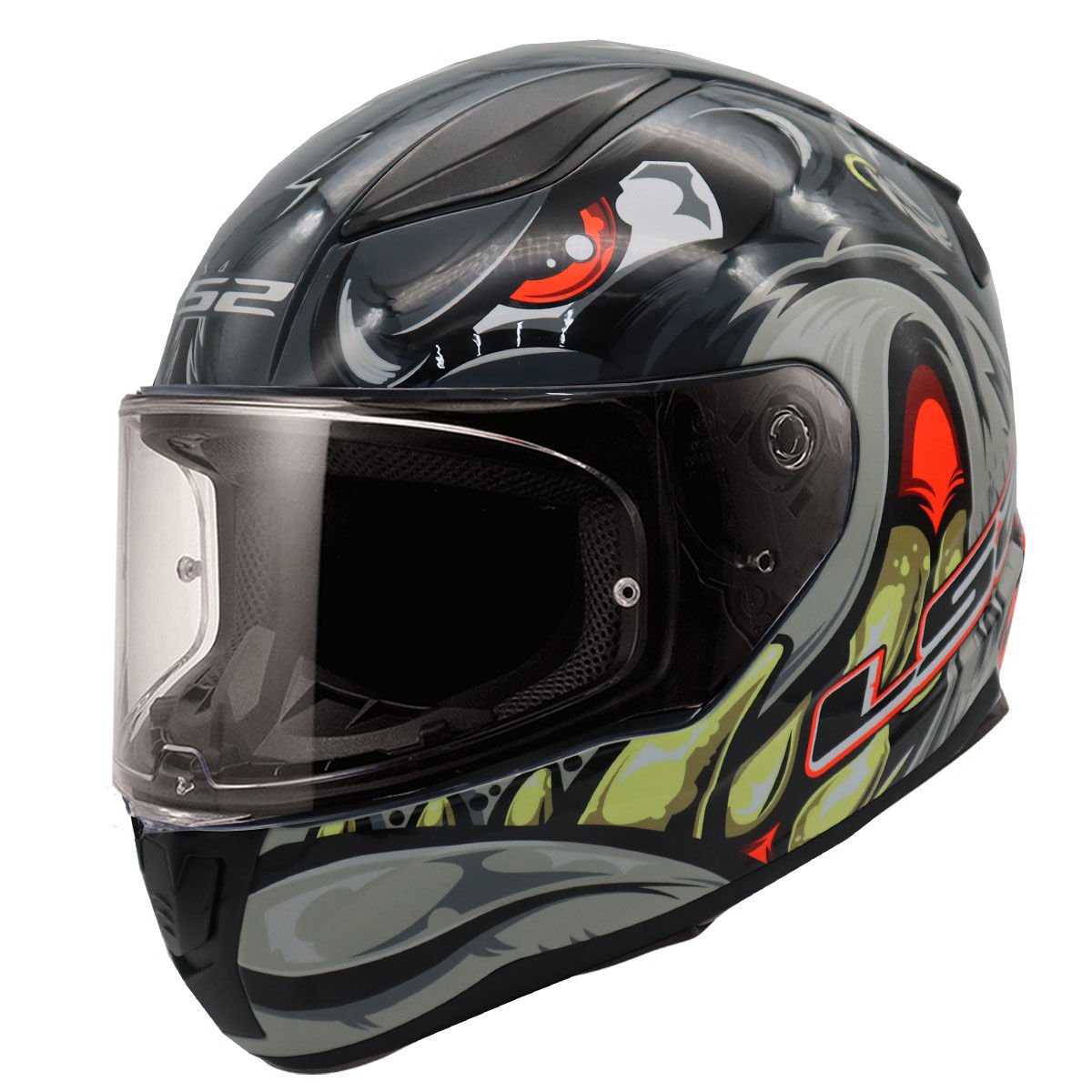LS2 Rapid 2 Spox Gri-Kırmızı Kapalı Kask