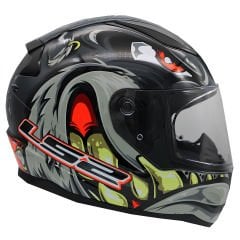 LS2 Rapid 2 Spox Gri-Kırmızı Kapalı Kask