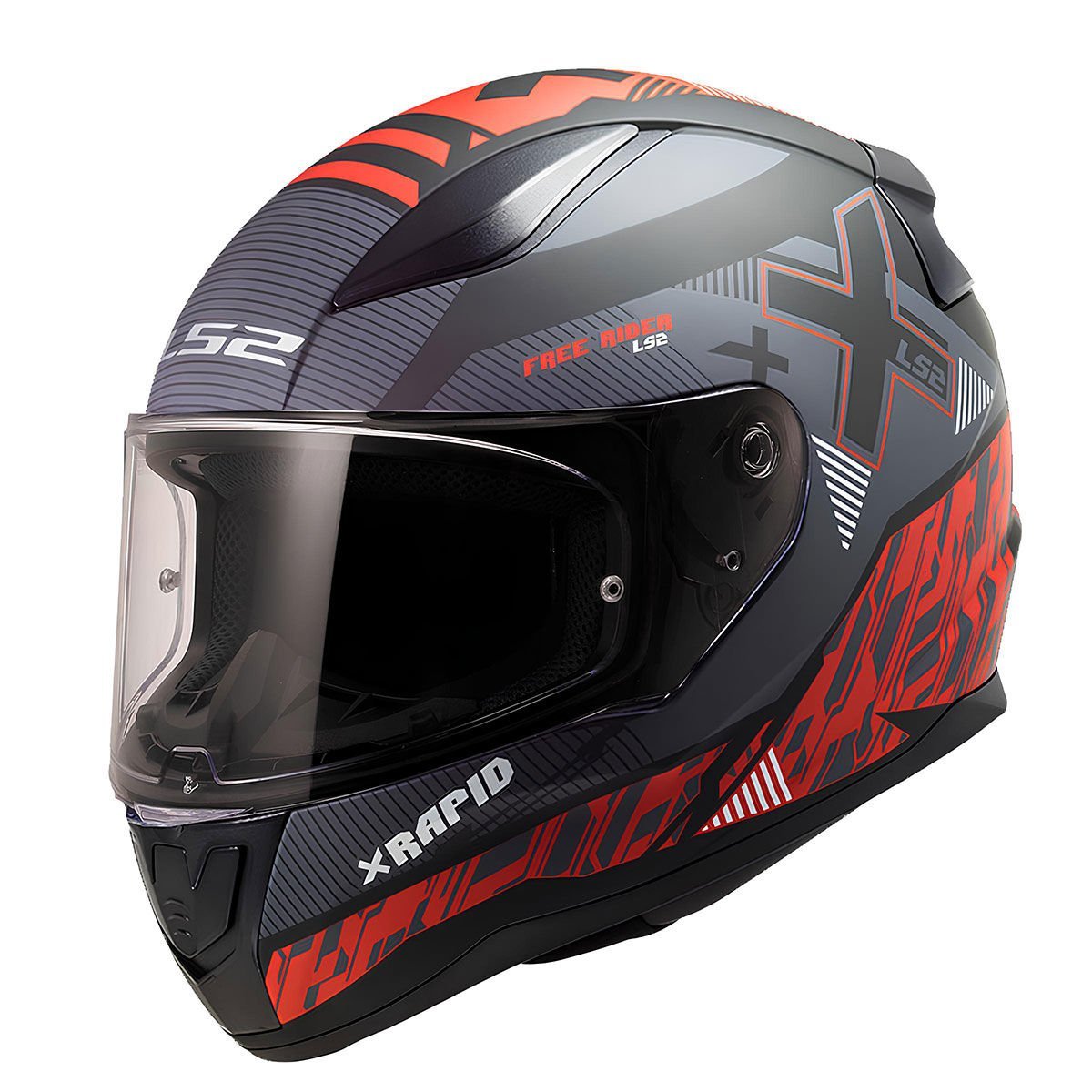 LS2 Rapid 2 Xtreet Mat Siyah Kırmızı Kapalı Kask