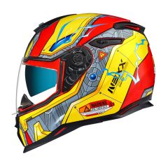 NEXX SX.100 Gigabot Kırmızı Sarı Kapalı Kask