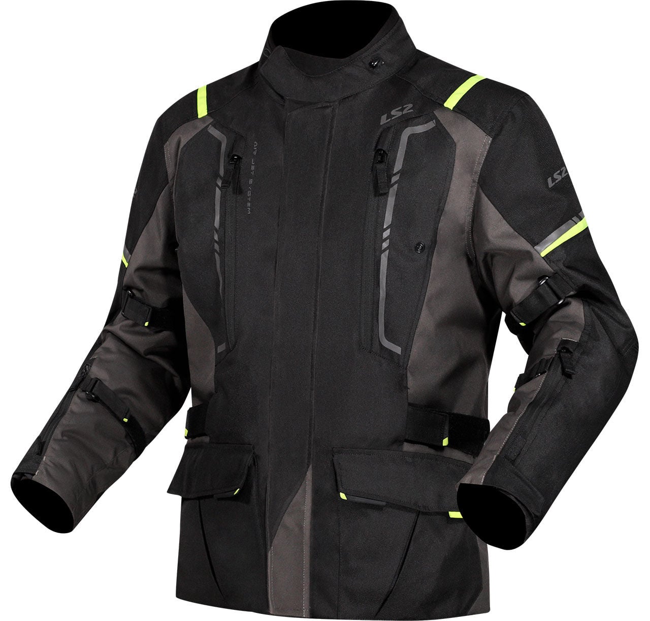 LS2 Narvik Gri - Siyah - Neon Sarı Mont